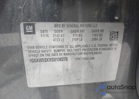 2016 Cadillac Cts Awd z USA, uszkodzony, nr VIN 1G6AW5SXXG0138278